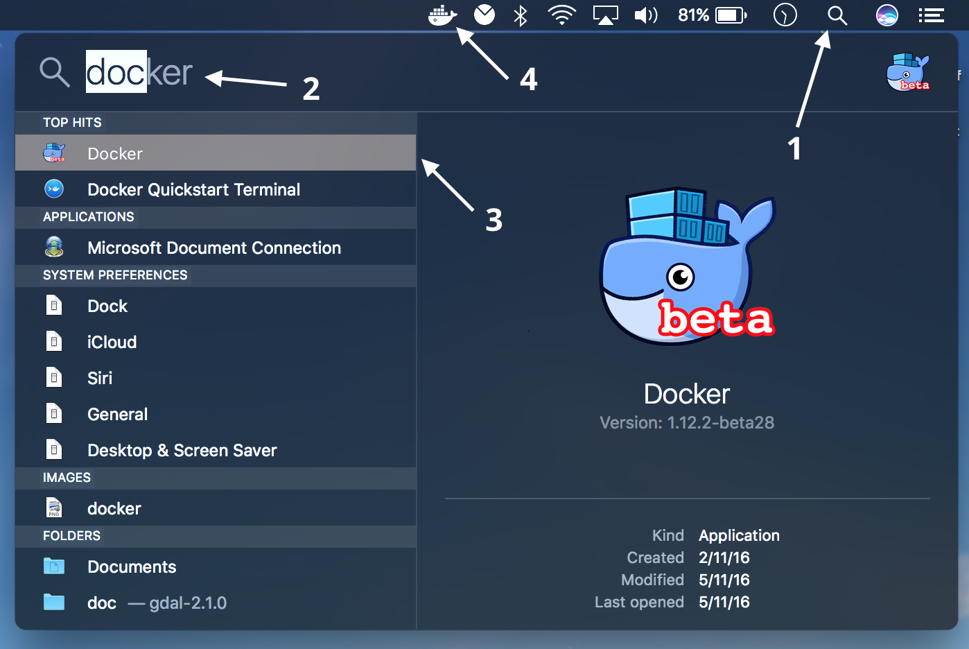 open Docker app